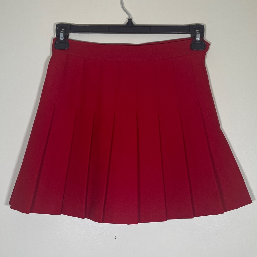 American Apparel red pleated skirt small medium Made in USA Tennis Schoolgirl